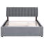 Lit plateforme tapissier gris avec lit gigogne simple TG et design soigné gris, grand lit, fabrication-1803064782-1803064777