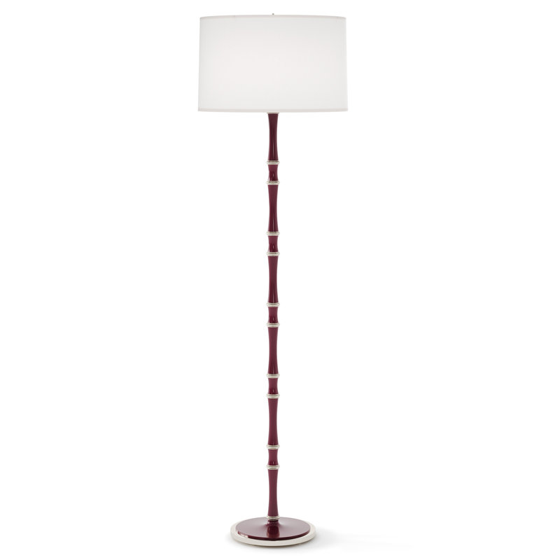 Lampe sur pied traditionnelle 64,50 po Kane, Blanc Ascot, Prune sucrée / nickel poli