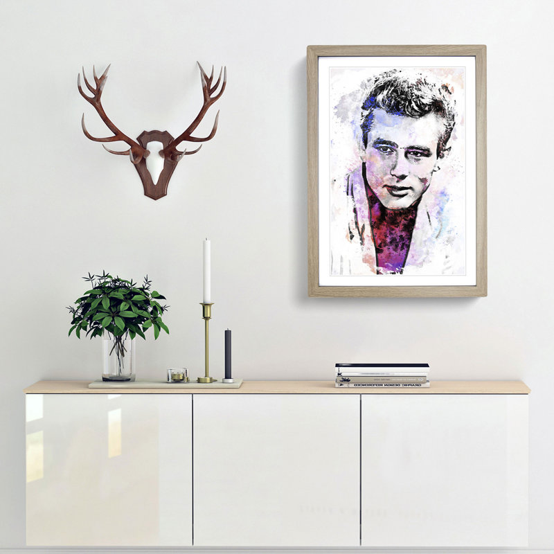 James Dean in Abstract - Framed Print, 87cm H x 62cm W x 2cm D, Oak Framed