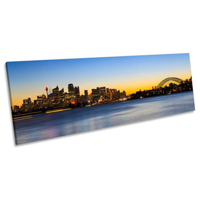 Sydney Skyline Australia City Sunset - Wrapped Canvas Panoramic Print