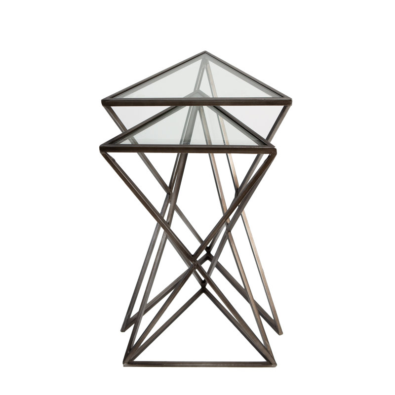 Galento Glass Top Frame Nesting Tables