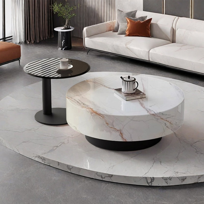 Table basse moderne simple ronde en marbre