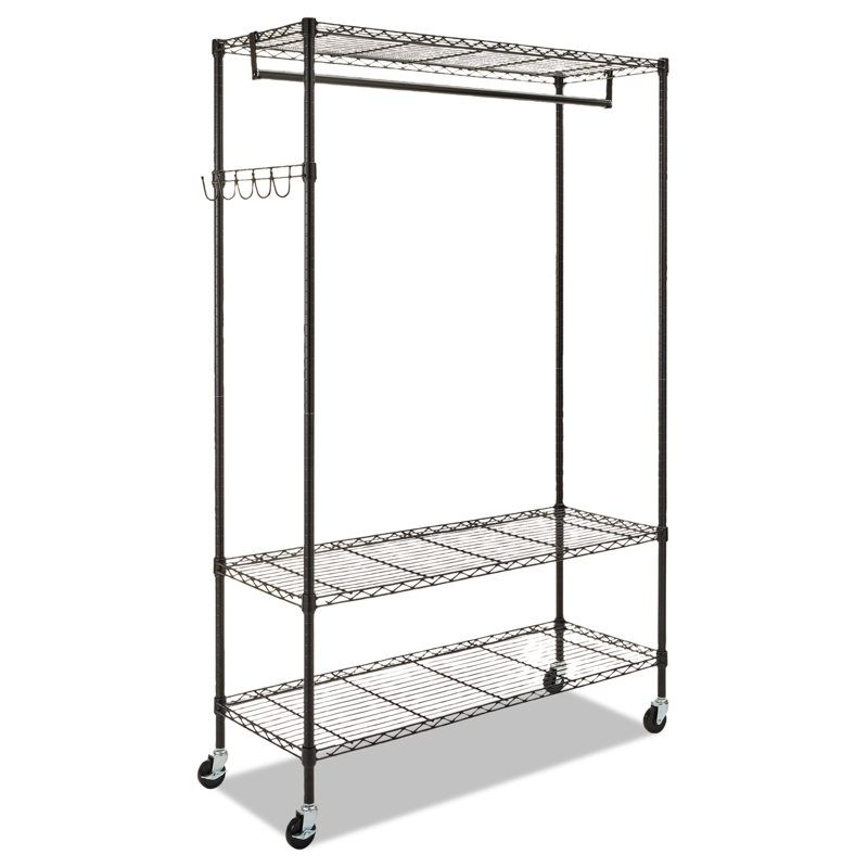 Black Portable Wire Shelving Garment Rack with Casters