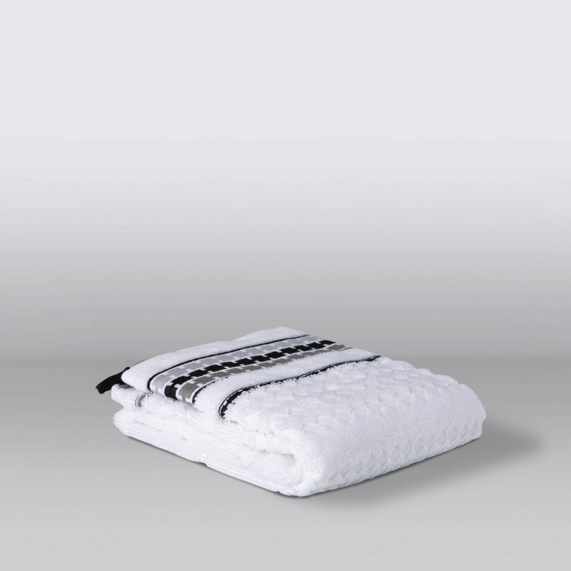 Serviette de bain Powley simple, Gris / blanc / noir