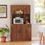 66" Pantry Cabinet Tall Kitchen Storage Cabinet with Charging Station Brown