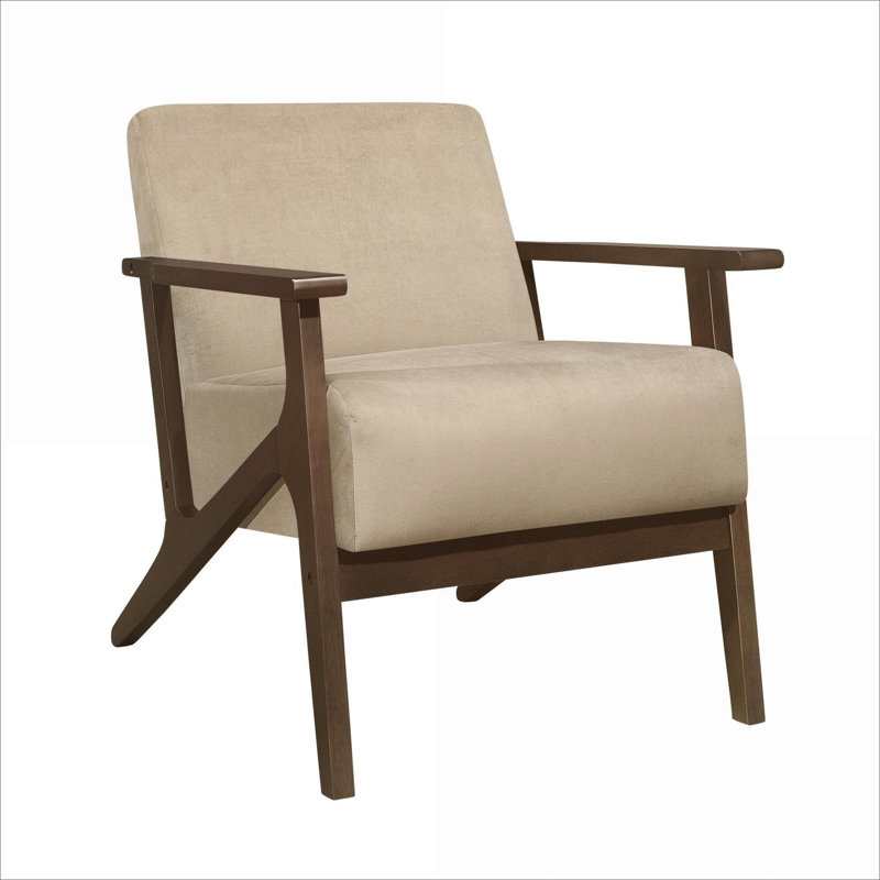 Fauteuil d'appoint épuré, structure en velours brun chaud pour sièges de salon, Brun