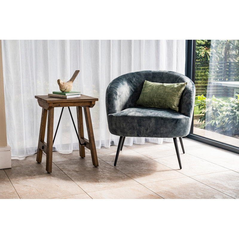 Velvet Barrel Chair, Moss