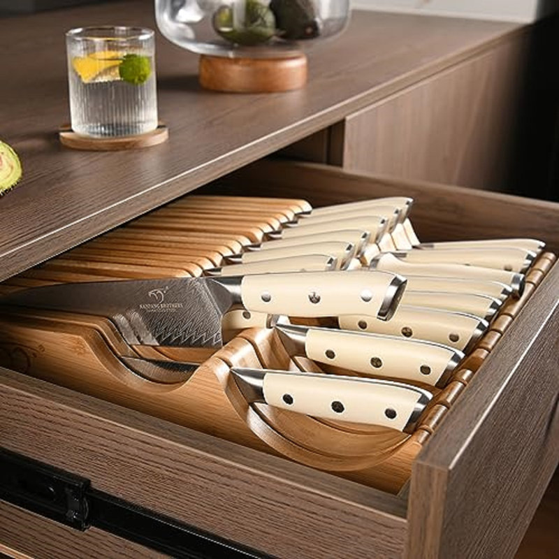 Nanfang Brothers Damascus Steel Knife Block Set