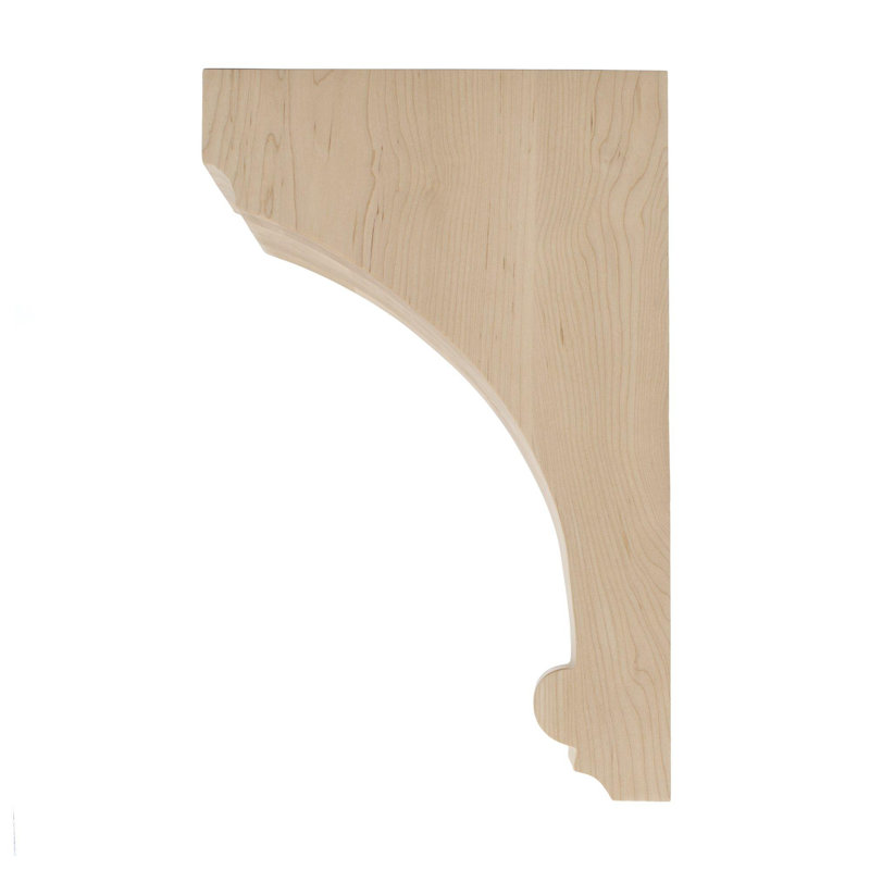 Grand corbeau de support en bois massif traditionnel non fini 14 po x 3 po x 9 po, Érable dur pêche