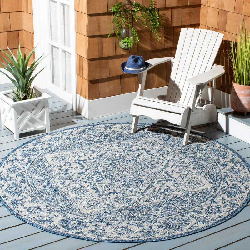 Sidrah Performance Oriental Indoor/Outdoor Area Rug, Round 6'7"