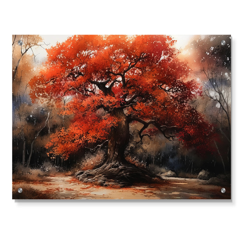 Feuillage d'automne arbre dans les bois II, H 12 po x l 20 po