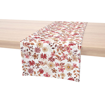 Rectangular Floral Cotton Twill Table Runner