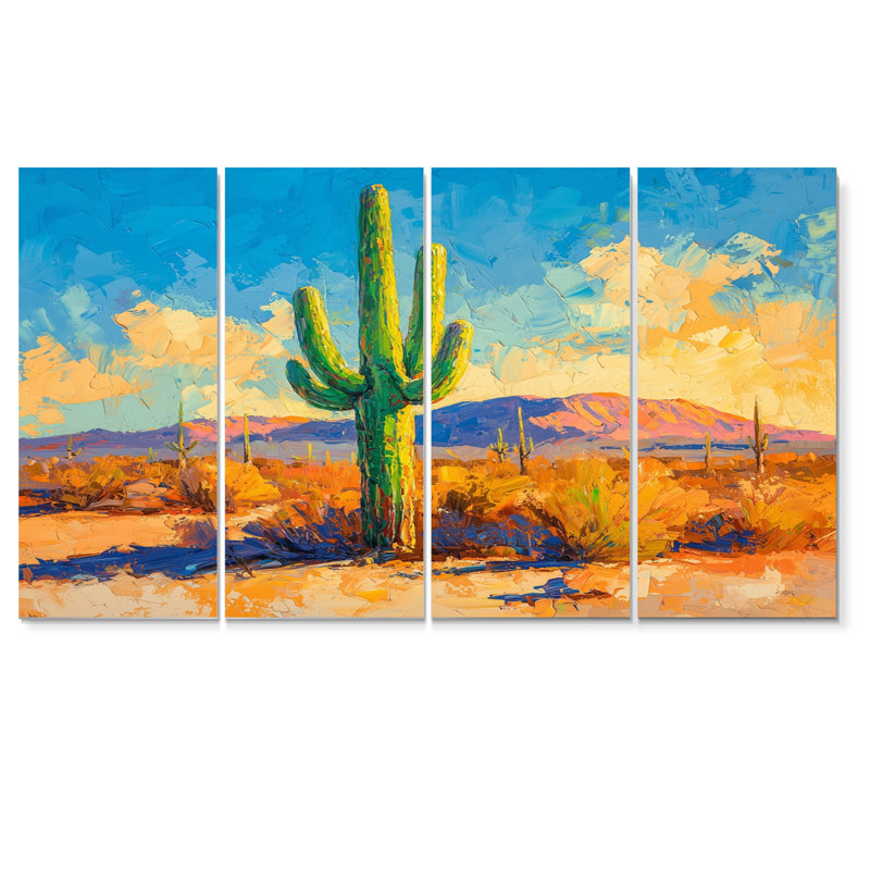 Saguaro dans la lumière II - art mural floral cactus - décoration murale traditionnelle, H 32 po x l 64 po