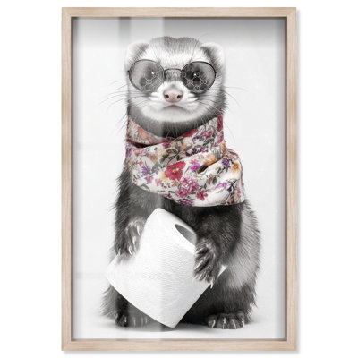 Glam Roll Ferret Bathroom Decor Shadowbox par Art Remedy