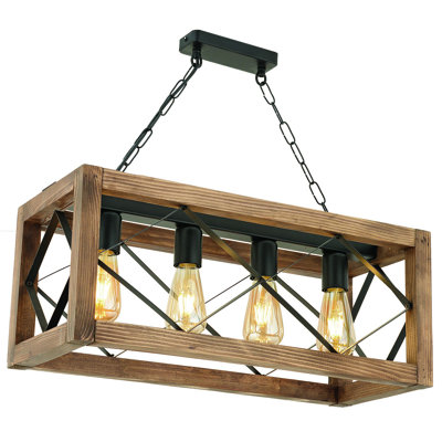 Lollar 4 - Light Walnut/Black Square/Rectangle Pendant