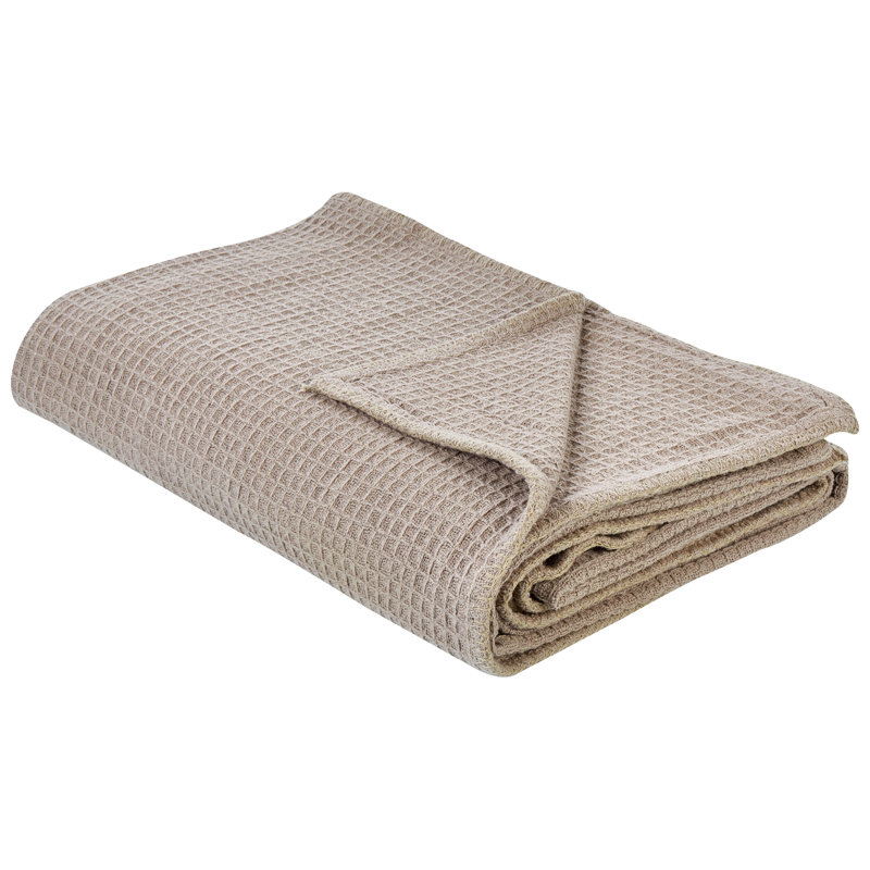RAGALA Cotton Solid Colour Bedspread, Taupe, 220 x 220 cm Bedspread