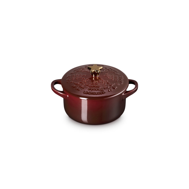 Le Creuset Stoneware Noël Collection Mini Round Cocotte With Gold Star Knob, 24 Oz. - Shell Pink, Garnet