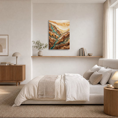 Tableau sur toile avec carte topographique de rivière à l'aspect bois