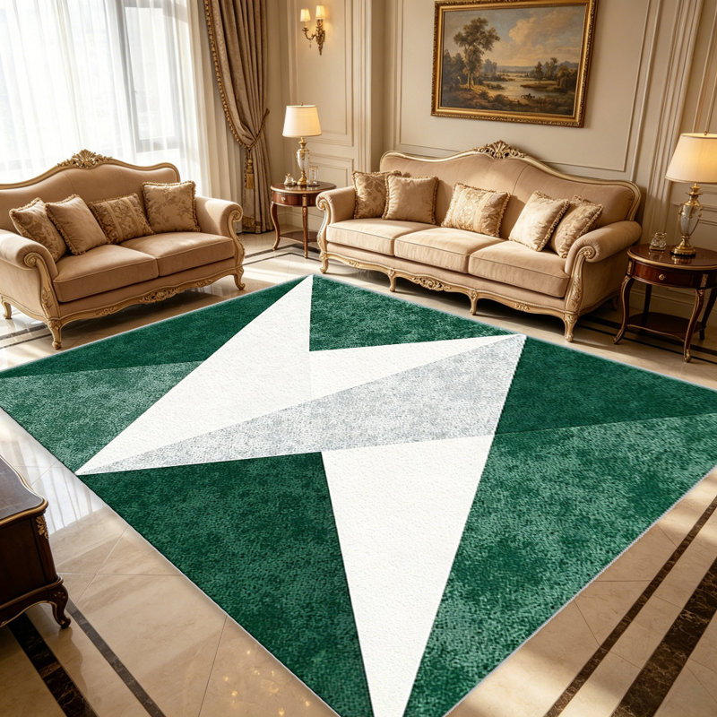 Emerald White Geometric carpet-easy to clean, machine-washable, soft and comfortable; suitable for door mats, kitchens, living rooms, bedrooms, corridors, and laundry areas. Easy to clean, durable carpet for home decoration.