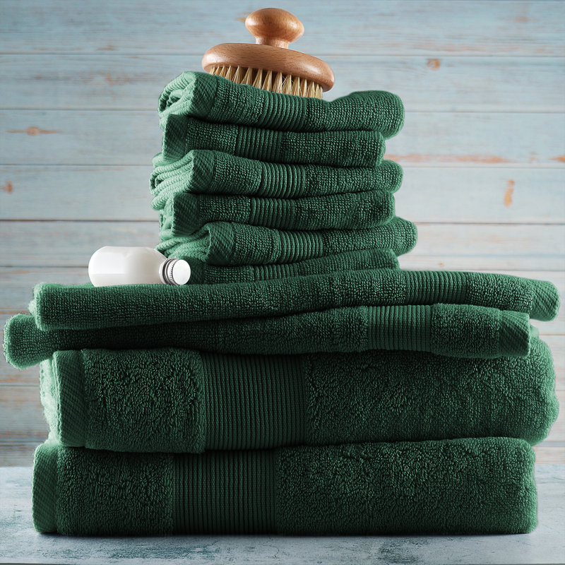 Ensemble de serviettes 100% coton ultra doux et absorbant Danni-Lee., Vert forêt