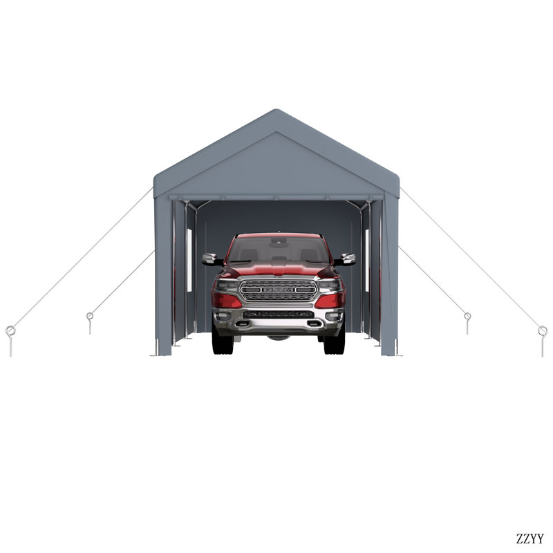 Carport Portable Garage, Heavy Duty Car Port Canopy With 2 Roll-Up Doors & 4 Ventilated Windows For Car, Truck, Boat, Garden Tools