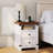 Nightstand with Charging Station, Modern Farmhouse Bedside Table, Solid Wood & Metal, 2 Drawers & Open Shelf, USB Ports & AC Outlets, White, Small Space Bedroom Furniture-1495025457