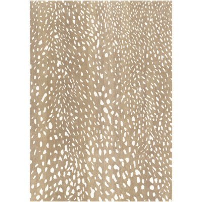 Tapis brun clair / brun clair / crème en laine touffeté à la main Jona