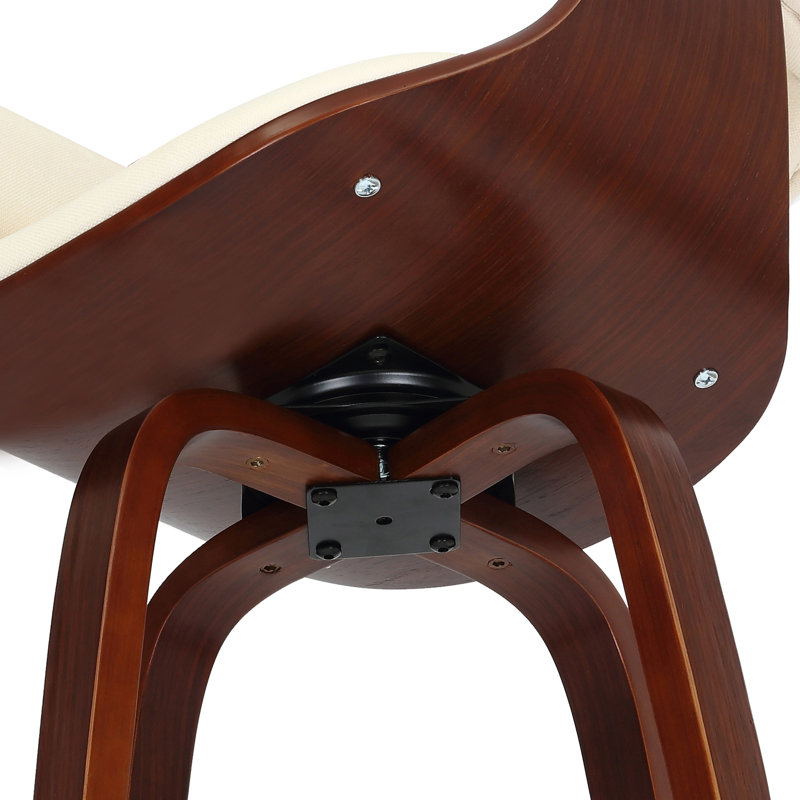 Keisha Swivel Fabric Mid-Century Stool, Bar Stool (29.53" Seat Height), Cream