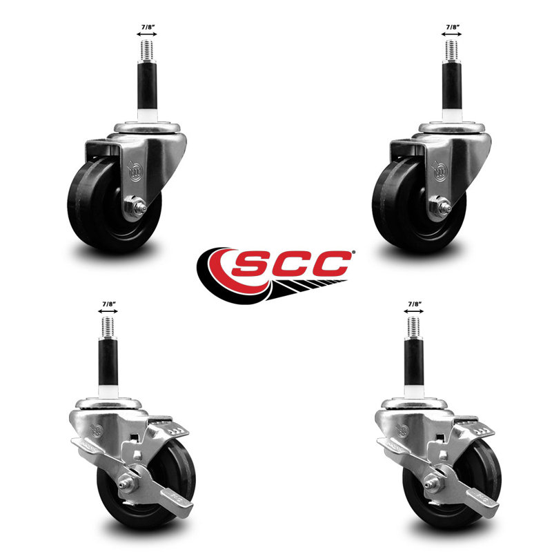 Ensemble de roulettes extensibles pivotantes 3 pouces et roues pivotantes 7/8 pouces 2 SCC