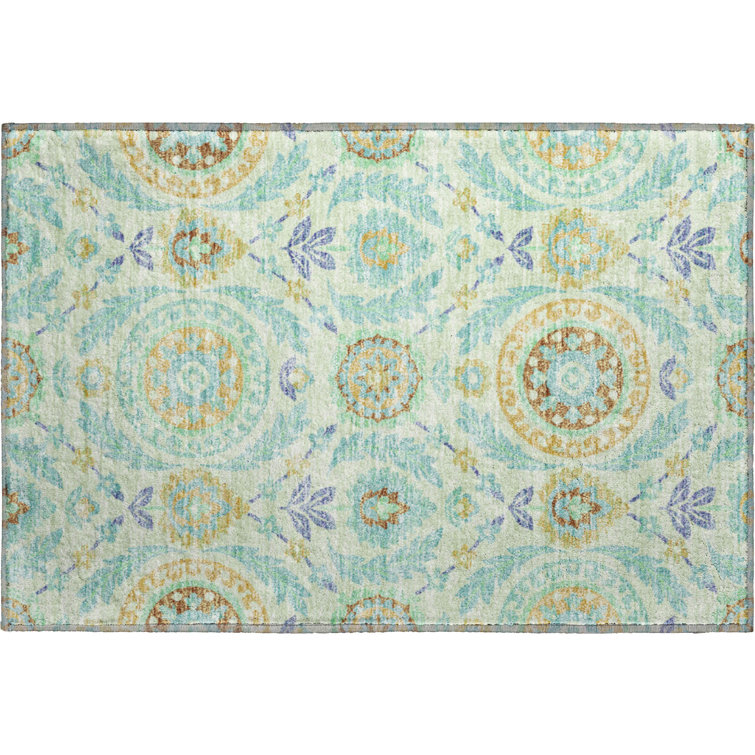 Premium Machine Washable Prisco Mint Rug