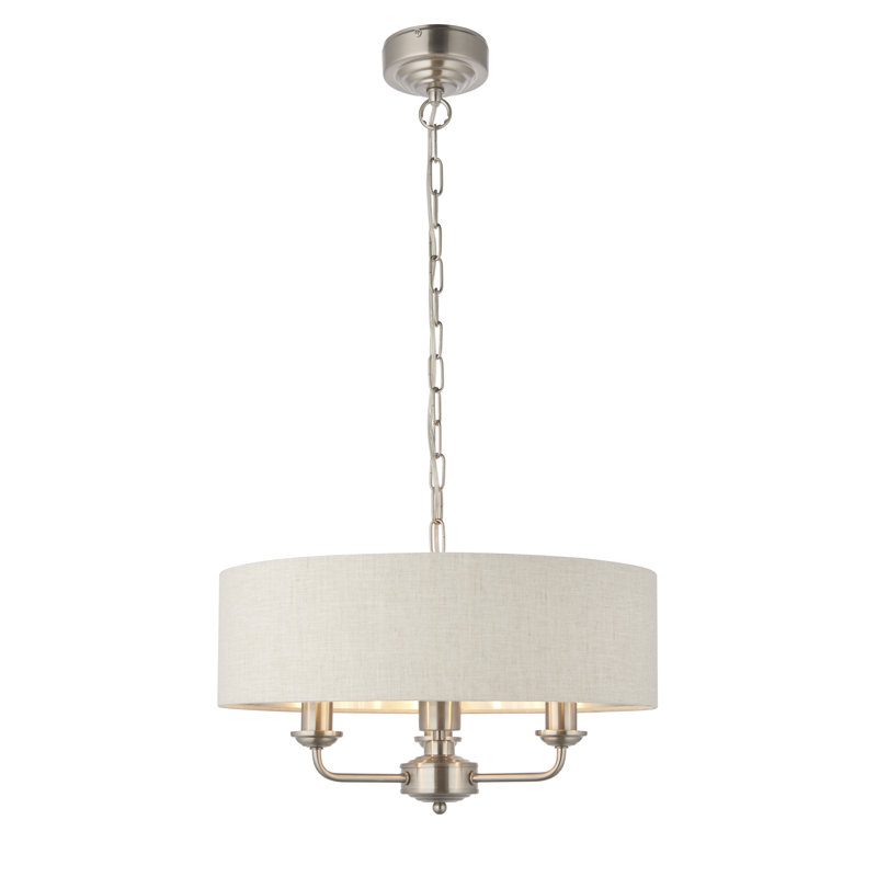 Landover 3 - Light Drum Chandelier, Brushed Chrome, Natural
