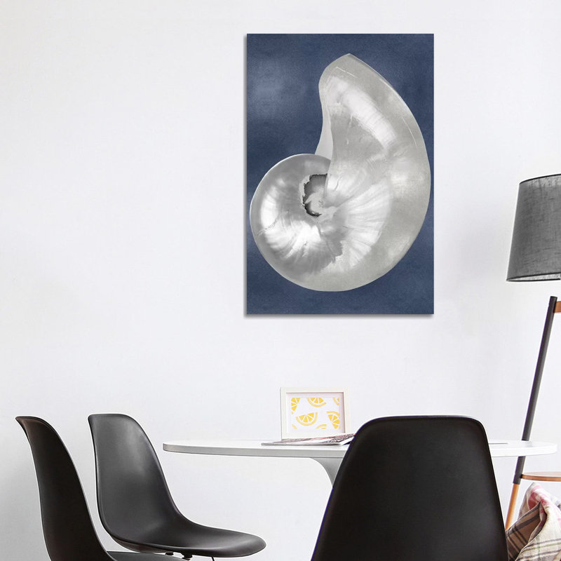 Silver Shell On Indigo Blue I by Caroline Kelly - Wrapped Canvas Gallery-Wrapped Canvas Giclée, 101.6 cm H x 66.04 cm W