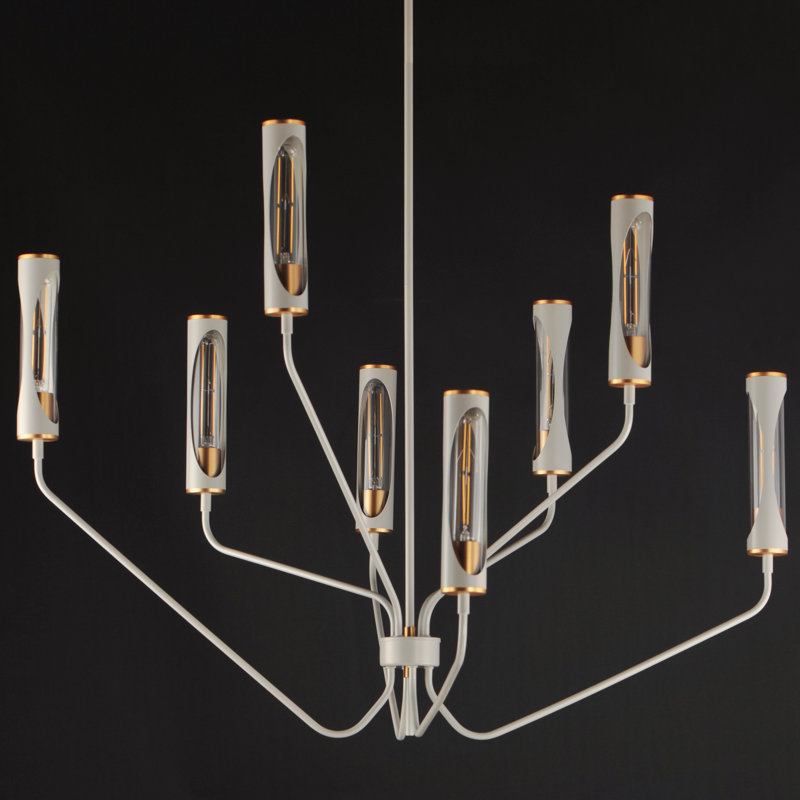 Regent-Multi-Tier Chandelier, Light French Gray/Natural Aged Brass