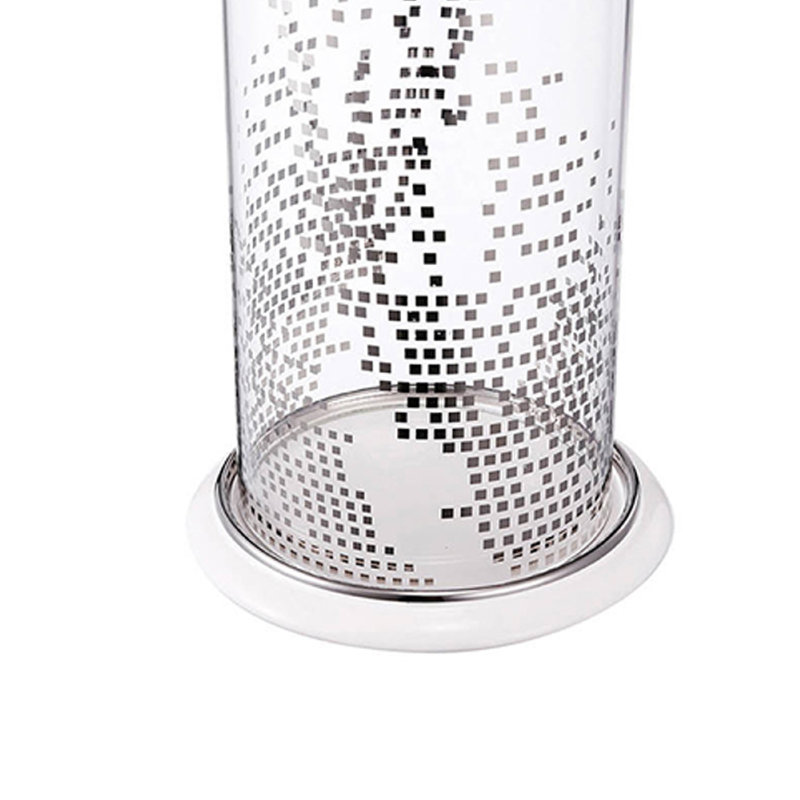 Porte-bougie décoratif Gsy, patchwork argent et blanc, verre de 12 pouces