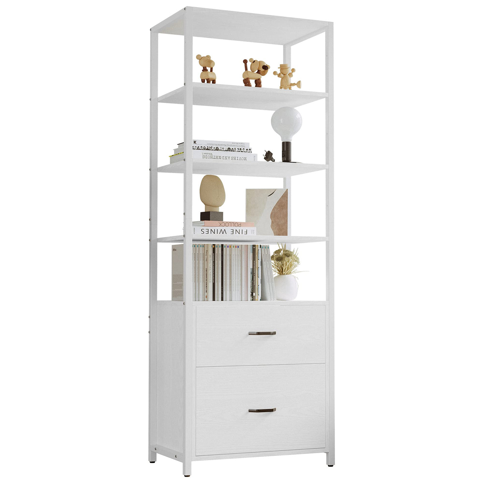 17 Stories 71.6 In Tall Industrial Bookcase With File Cabinet Drawers ...