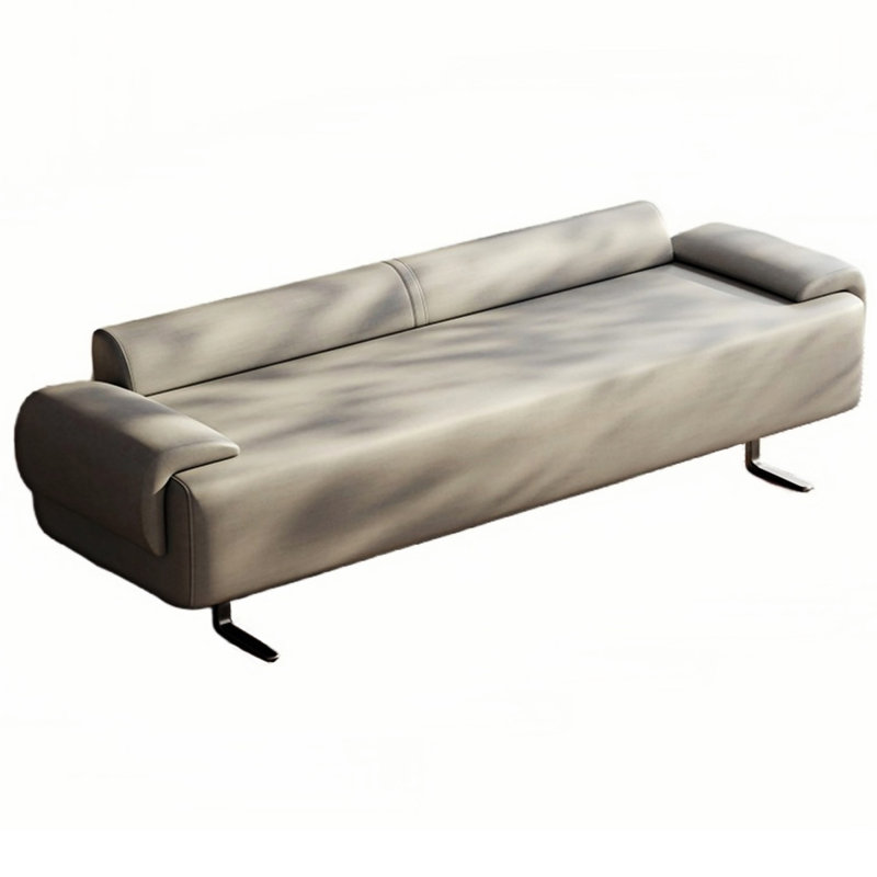 Banc rembourré en cuir de microfibre crème, Gris clair