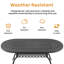 Ensemble de salle à manger d'extérieur ovale 8 personnes (81,89 po L) avec trou pour parasol, 8 chaises empilables, coussins bruns-95091728