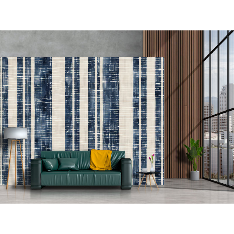 Papier peint à rayures | Murale moderne bord de mer | Décoration murale à rayures verticales, L 120 po x l 80 po