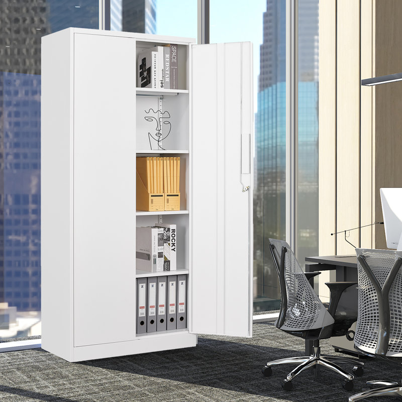 Jugoslav 32'' Wide 5 - Shelf Storage Cabinet, White