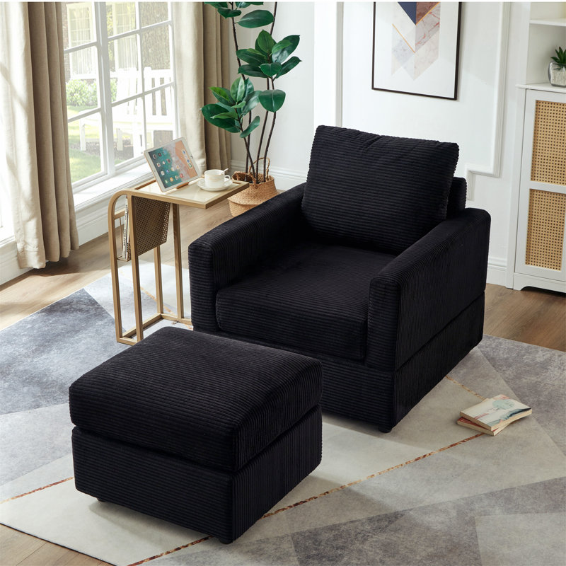 Canapé modulaire confortable avec repose-pieds pour un salon relaxant, Noir