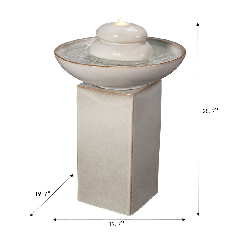 Fontaine en céramique avec lumière, Beige