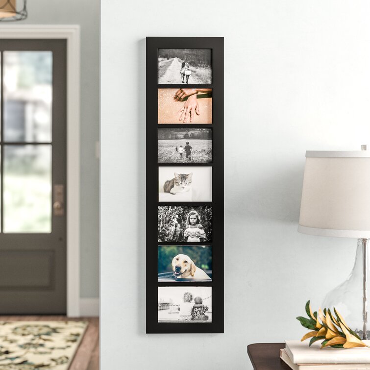 7 Opening 4x6 Collage Picture Frames Set of 2, Horizontal and Vertical  Black Multi Photo Frame for Wall Mount