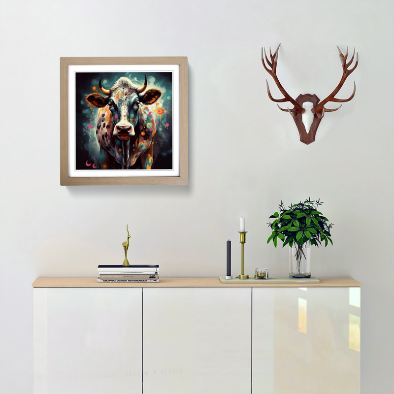 Cow Conceptual Art - Framed Print, Oak