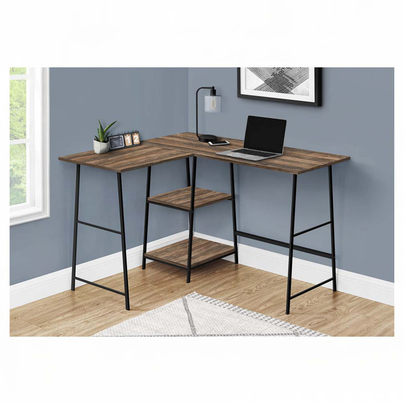Bureau d'ordinateur en L Home Office, Brun / Noir