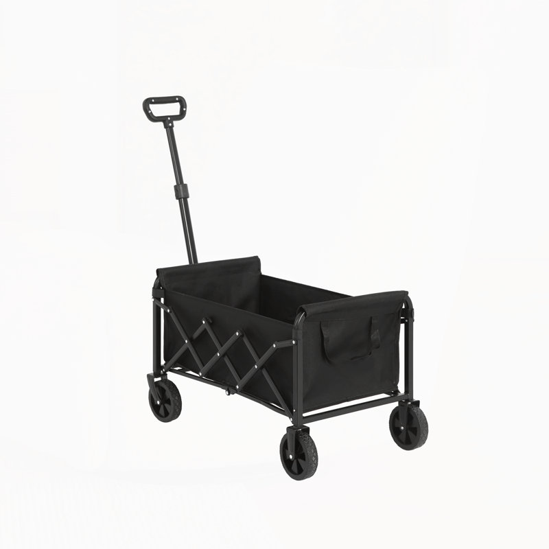 Wagons de plage pliants portatifs robustes avec roues, Noir
