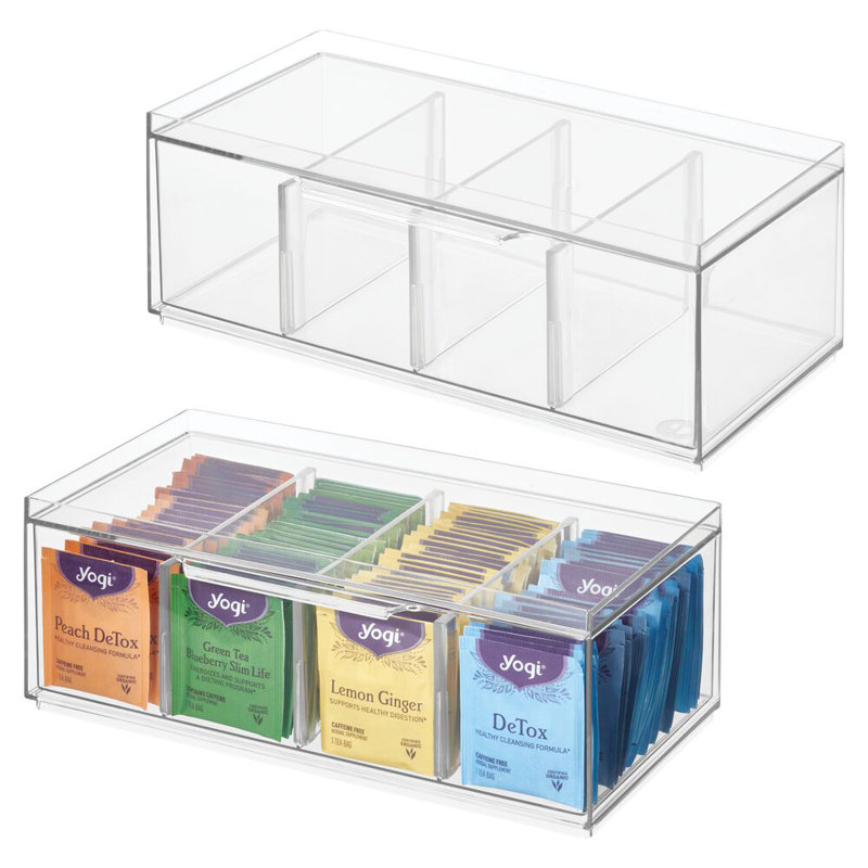 Ensemble de 2 tiroirs de rangement de thé empilables iDesign - transparent
