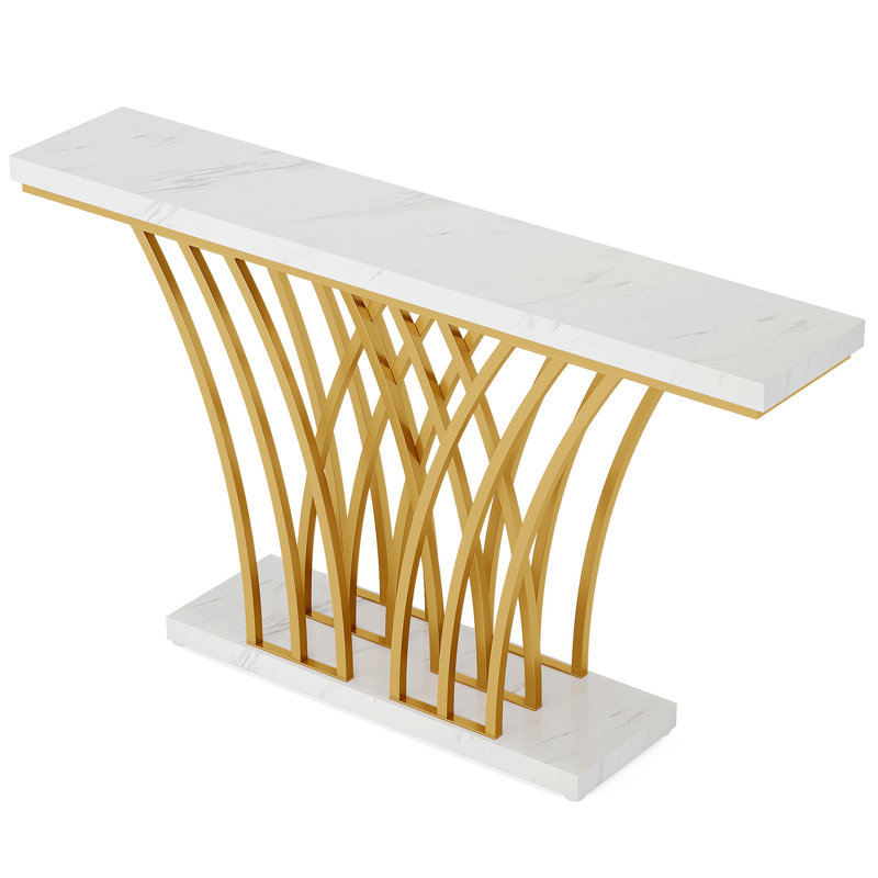 Console, table d'entrée moderne avec base en métal, table d'appoint étroite pour le salon, couloir