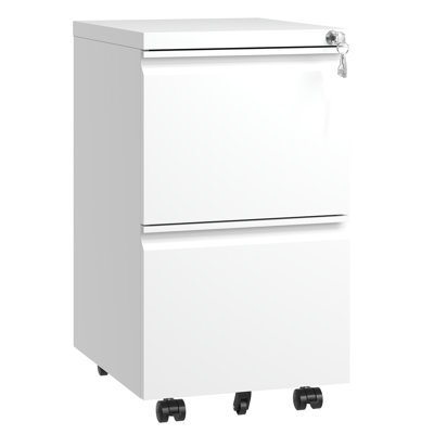 14.6"W Fully Assembled 2-Drawer Metal File Cabinet with Lock for Legal/Letter Files,Wheel requires assembly by BIZOE