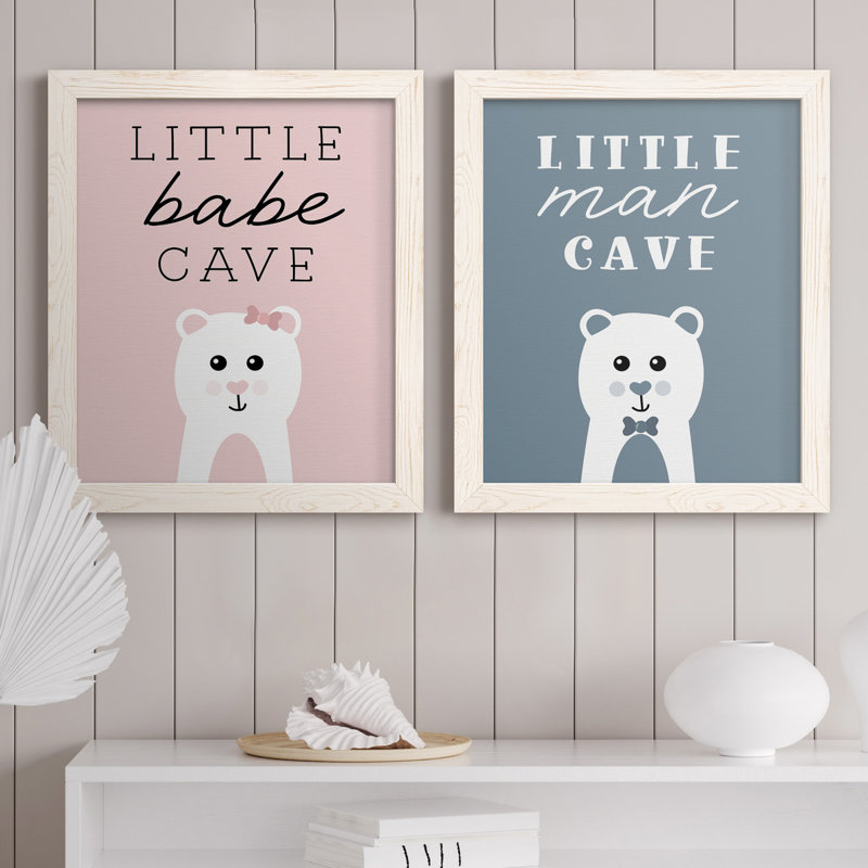 «Little Babe Cave», ensemble de 2 impressions, Toile blanche encadrée, Pas de tapis, H 20 po x l 17 po x P 1 po