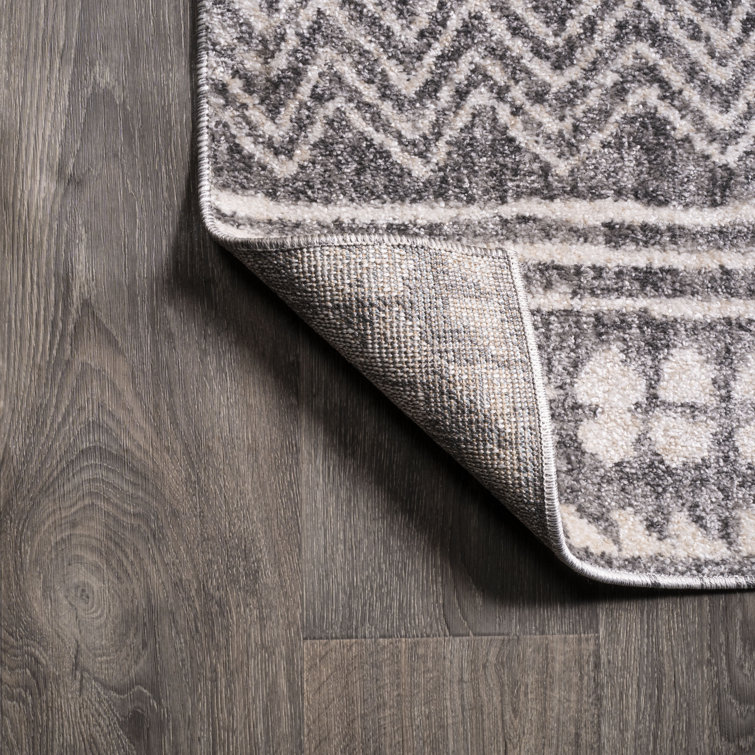 Imlil Tribal Geometric Stripe Light Gray/Cream Rug